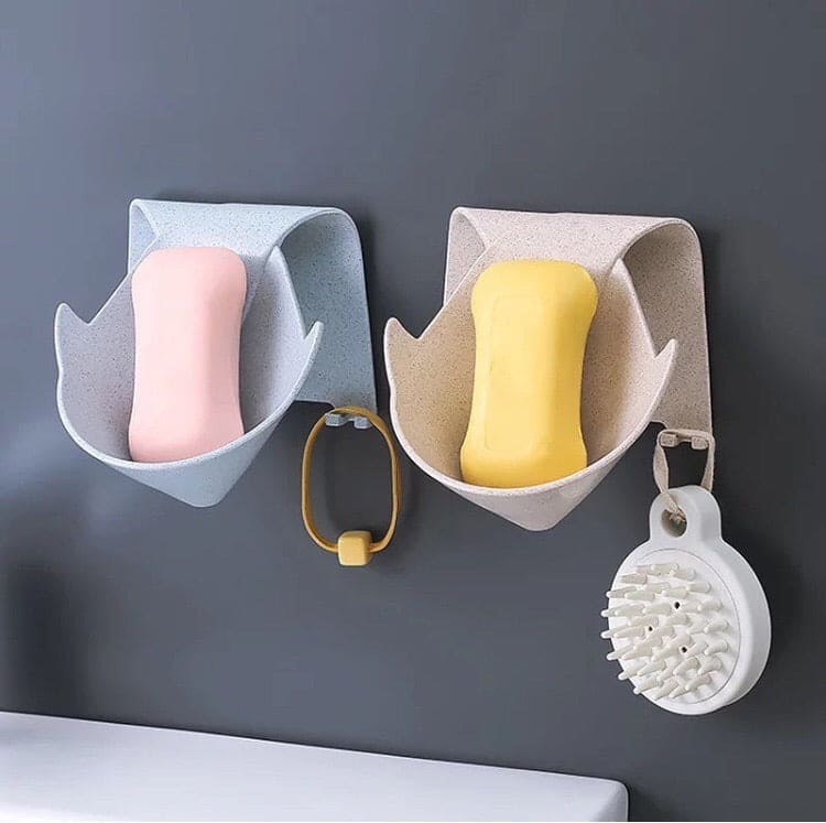 Creative Soap Holder With Hanging Hooks, Self Adhesive Soap Drain Rack, Soap Draining Tray For Bathroom Creative Soap Holder With Hanging Hooks, Self Adhesive Soap Drain Rack, Soap Draining Tray For Bathroom